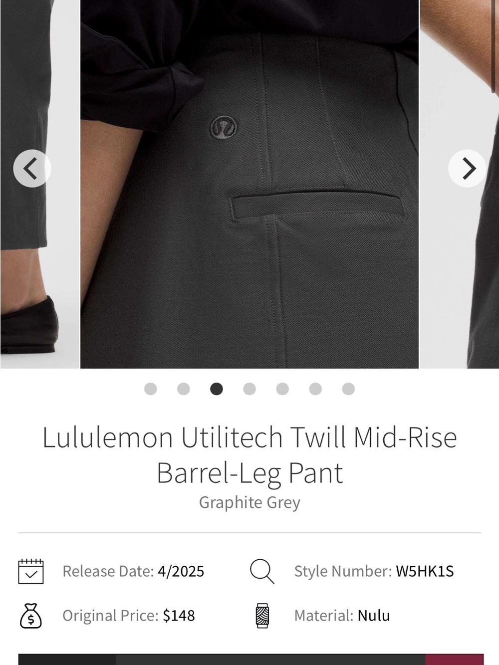 lululemon utilitech twill barrel leg trousers - Picture 6 of 8